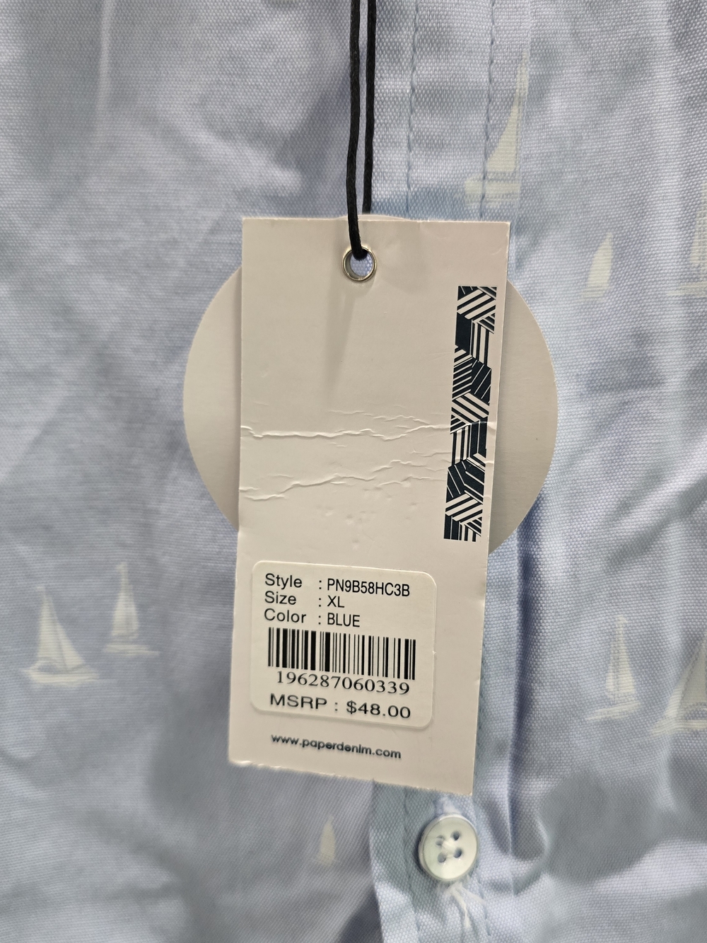 PD&C Light Blue Short-Sleeve Button-Down Shirt with Sailboat Print - Picture 5 of 7